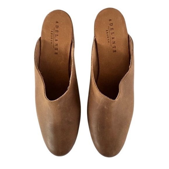 ADELANTE SHOECO Handmade Leather Block Heel Mules Slip On Shoes Size - 10 - Picture 4 of 10